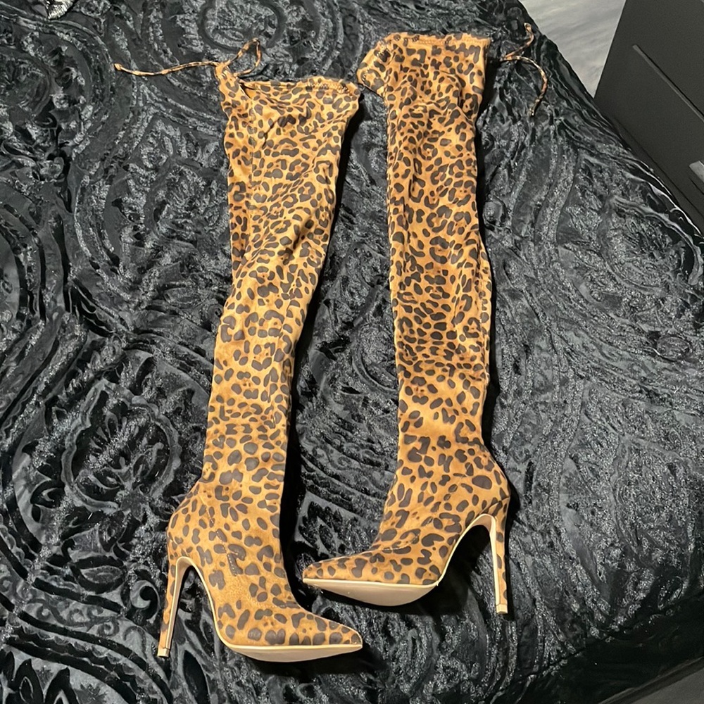 Leopard Print Over the Knee Boots